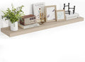 48 Inch Floating Shelves, 3D Textured Wood Grain, 48"x9.25"x1.5" Inch Deep Floating Shelves for Wall, Wooden Shelves for Bathroom, Bedroom, Living Room, Vintage White Oak-Ruum Studio Home
