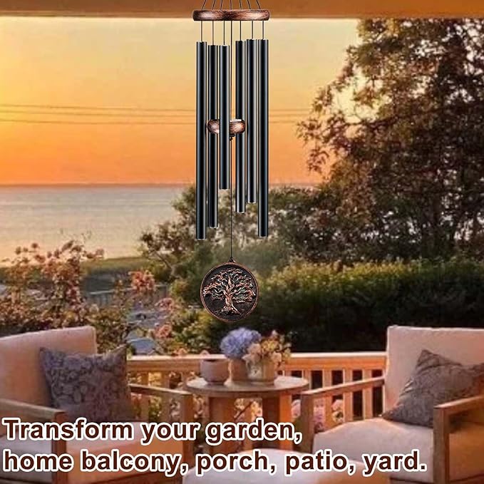 Wind Chimes for Outside, Tree of Life Deep Tone Vintage Wind Chime Outdoor Clearance, Sympathy/Memorial/Festivals/Birthday Gift for Mom Dad Grandma, Home Garden Decor (34" Tree of Life)-Ruum Studio Home