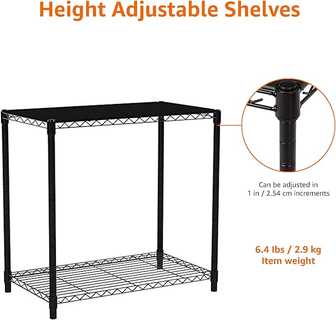 Amazon Basics 2-Shelf Stackable Storage, 13.3" D x 23.2" W x 22.2" H, Black-Ruum Studio Home