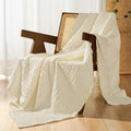 PHF 100% Cotton Waffle Weave Throw Blanket, Soft Lightweight Breathable Cozy Summer Throws for Couch Bed Sofa, Luxury Aesthetic Woven Blanket for Home Decor & Office, 50"x60", Cannoli Cream-Ruum Studio Home