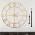 LEIKE Large Modern Wall Clocks,18" Gold Metal,Rustic,Round,Silent Non Ticking,Battery Operated Roman Numerals Clock for Living Room/Bedroom/Kitchen Wall Decor-(Gold, 47cm)-Ruum Studio Home