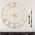LEIKE Large Modern Wall Clocks,24" Gold Metal,Rustic,Round,Silent Non Ticking,Battery Operated Roman Numerals Clock for Living Room/Bedroom/Kitchen Wall Decor-(Gold, 60cm)-Ruum Studio Home
