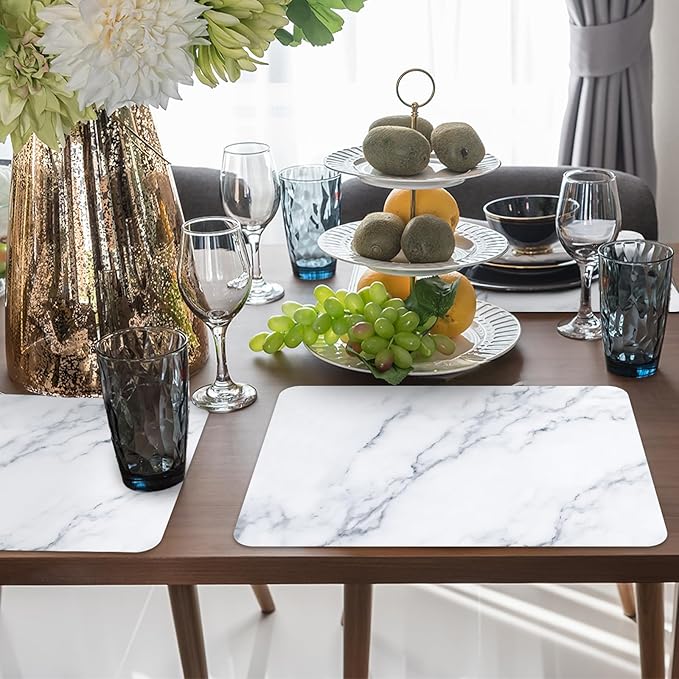 Marble Plastic Placemats Set of 6 Marbles Table Mats Marble Theme Place Mats Wipe Clean Washable Recyclable Table Placemats for Indoor Outdoor Heat Resistant Kitchen Dining-Ruum Studio Home