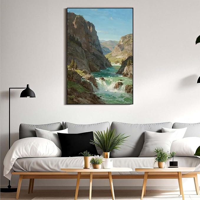 Natural mountain stream scenery poster suitable for bedroom beautiful blue sky flowing river scenery suitable for living room dormitory office-Ruum Studio Home