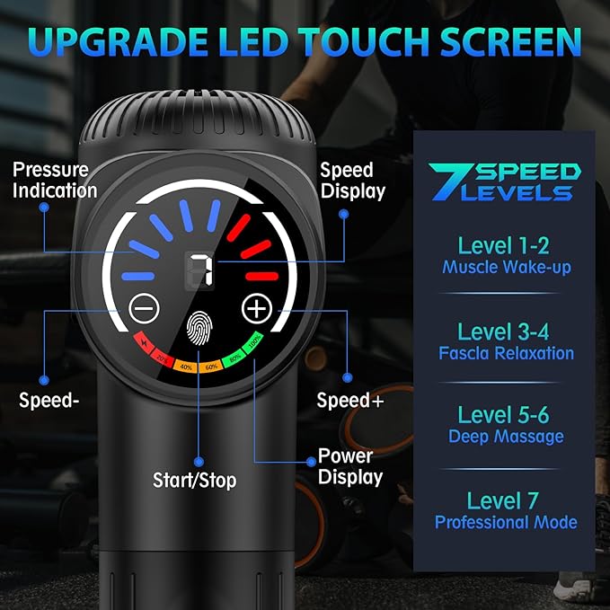 TOLOCO Massage Gun, Deep Tissue Back Massage for Athletes for Pain Relief, Percussion Massager with 10 Massages Heads & Silent Brushless Motor, Gifts for Fathers Day, Black-Ruum Studio Home