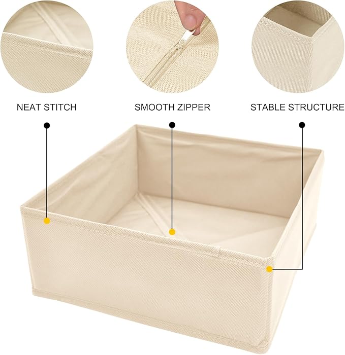 6 Pack Drawer Organizers for Clothing,Fabric Foldable Closet Organizers and Storage Dresser Drawer Dividers Storage Basket Bins for Clothes,Socks,Scarves,Ties,Underwear,Towels-Ruum Studio Home