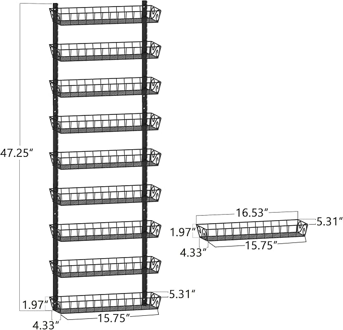 SWOMMOLY Adjustable Wall Mount Spice Rack, 9-Tier Dual-use (Multi-use) Organizer, Black-Ruum Studio Home