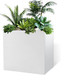 Galvanized Steel Metallic Heavy Planter for Outdoor Plants Metal Outdoor Planter Spliced Flower Box with Partitions for Outside,Indoor,Garden (White, 30 * 12 * 24)-Ruum Studio Home