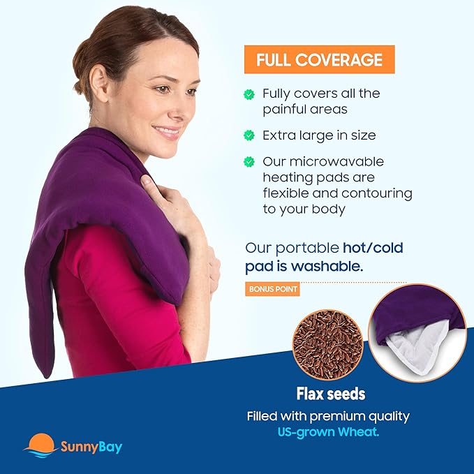 SunnyBay Extra Large Microwave Heating Pad, Microwavable Heavy Weighted Full Body Moist Cold Pack and Washable Fleece Cover, 10x24 Inches, FSA HSA Eligible, 2.8 lbs, Made in USA, Purple-Ruum Studio Home