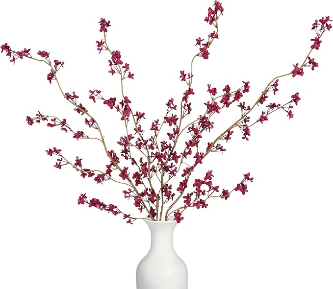 4Pcs Fake Flowers Blossom Branches Artificial Flowers for Indoor Decor, Faux Long Stem Realistic Indoor Plants for Vase Wedding Home Office Bedroom Party Table Centerpieces Decor-Ruum Studio Home