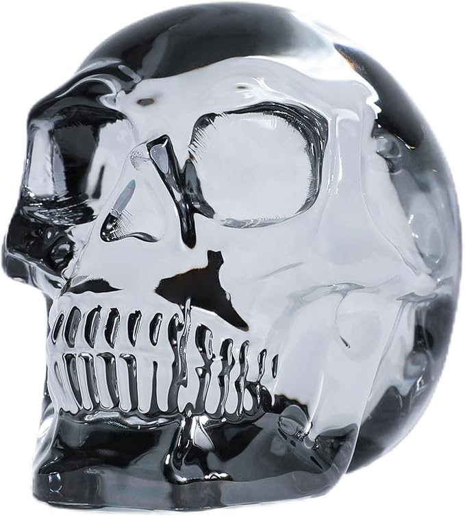 Model Statue for Home Décor Crystal Skull Decorative Figurine Gifts for Women Husbands Halloween Head Figurine Decoration Gift (Silver Skull)-Ruum Studio Home