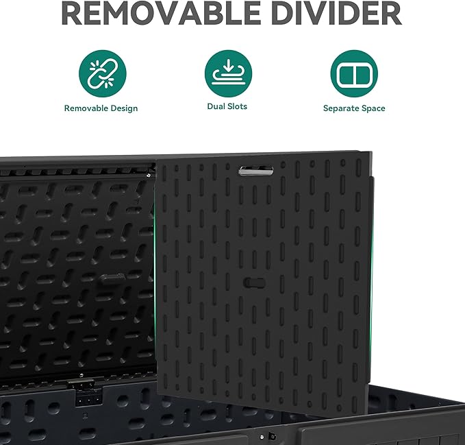 YITAHOME 200 Gallon Extra Large Deck Box, Double-Wall Resin Outdoor Storage Box with Flexible Divider for Patio Cushions Pool Supplies Garden Tools, 990 lbs Load Capacity, Lockable (Black)-Ruum Studio Home
