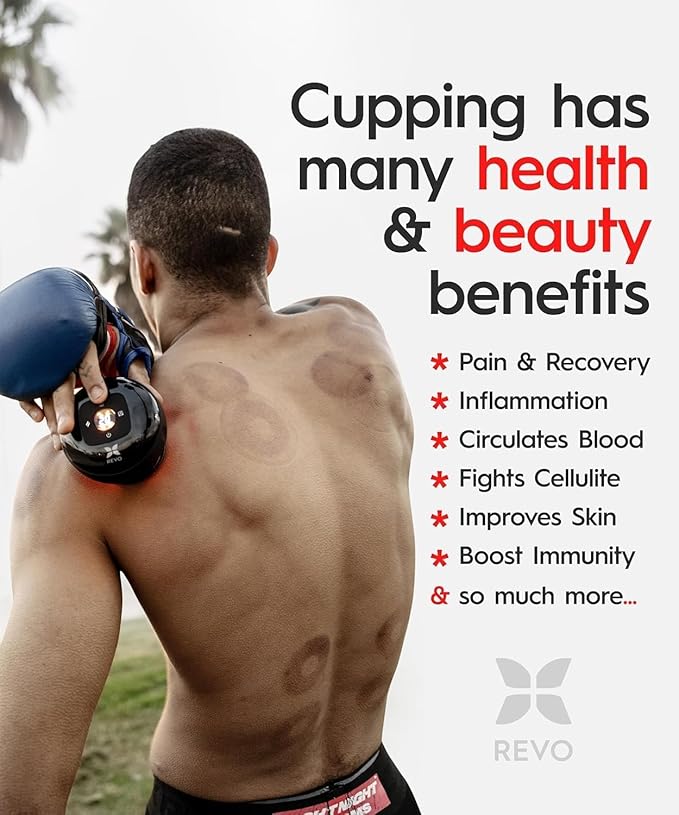 REVO The Original 4-in-1 Smart Cupping Therapy Massager, Red Light Therapy for Targeted Pain Relief, Knots, Aches, Muscle Soreness, Circulation & Tighter Skin, Portable Electric Massager- 2 Pack-Ruum Studio Home