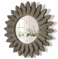 Honiway Farmhouse Wall Decor Mirror 12 inch Sunburst Boho Wood Mirror Rustic Home Decor Room Decoration for Bedroom Living Room Weathered Grey-Ruum Studio Home