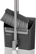 JOYMOOP Black Broom and Dustpan Set, Upright Angle Design with Built-in Comb Teeth for Home, Office, Hardwood Floors, Pet Hair-Ruum Studio Home