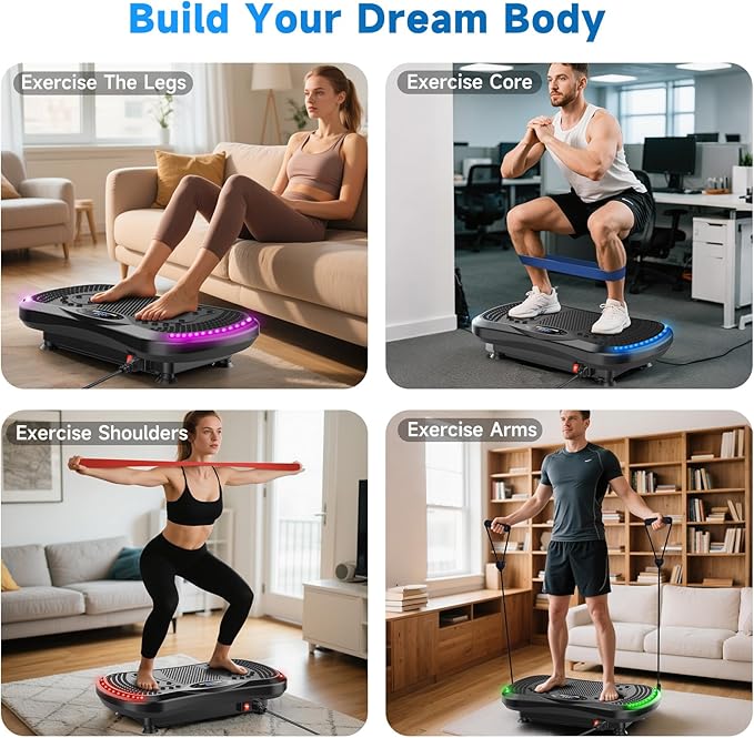 Vibration Plate Exercise Machine for Lymphatic Drainage, Vibration Machine for Full-Body Weight Loss Shaping, Vibrate Fitness Platform 400 Lbs & 200 Adjustable Speeds for Women Men Home Gym-Ruum Studio Home