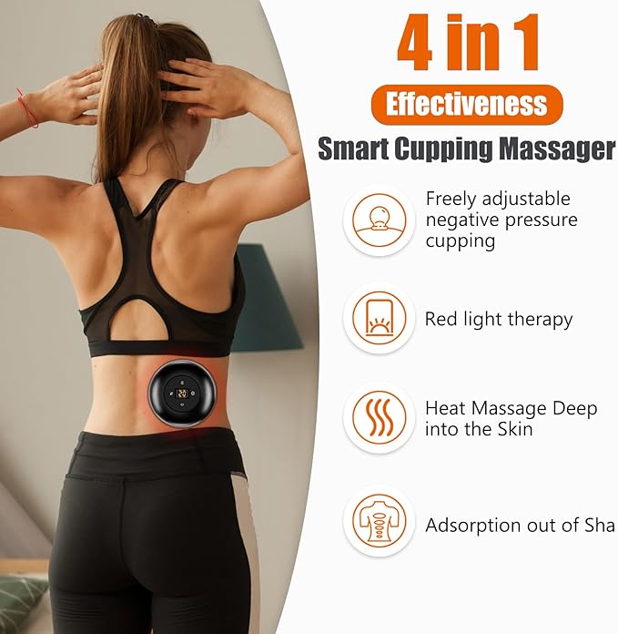 Smart Cupping Therapy Massager 2 Set, 4 in 1 Electric Cupping Massager Device, Smart Cupper Relieves Muscle Soreness, Improves Blood Circulation and Speeds Up Recovery After Exercise (Black)-Ruum Studio Home