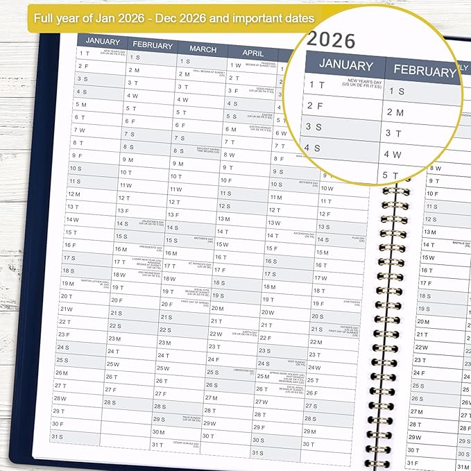 2026 Appointment Book/Planner - Weekly Appointment Book 2026, January - December 2026, 8.26"x 11.4", Daily/Hourly Planner with Tabs, 15 Minutes, Wirebound - Blue-Ruum Studio Home