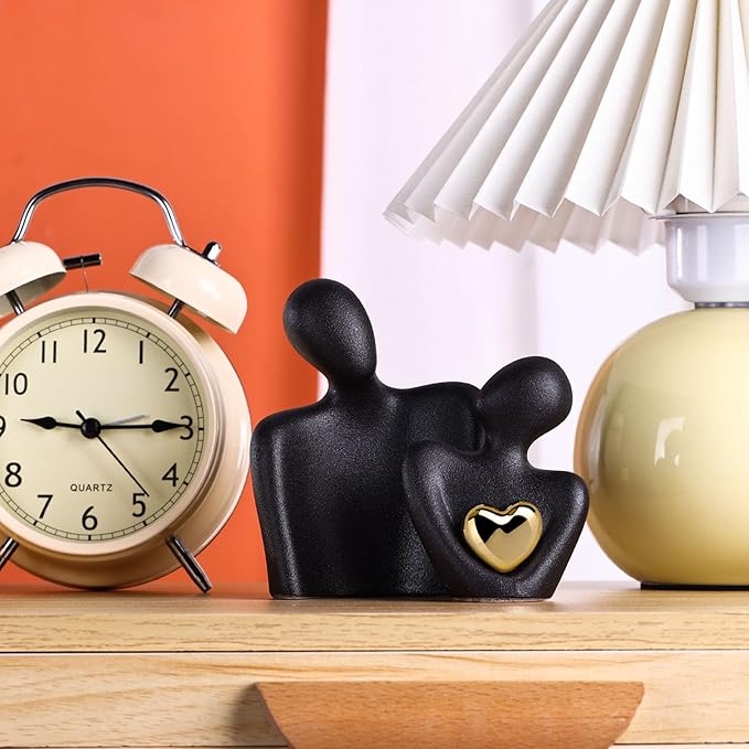 Mini Couple Statue Tv Stand Decor Items for Living Room,Bedroom Decor for Couples Sculpture Knick Knacks for Shelves,Gold Gifts for Valentine Anniversary Birthday,4.72in Show Pieces for Home Decor-Ruum Studio Home