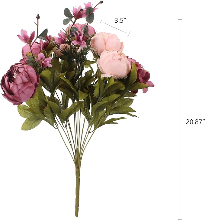 Duovlo Fake Flowers Vintage Artificial Peony Silk Flowers Wedding Home Decoration,Pack of 1 (New Sweetened Bean)-Ruum Studio Home