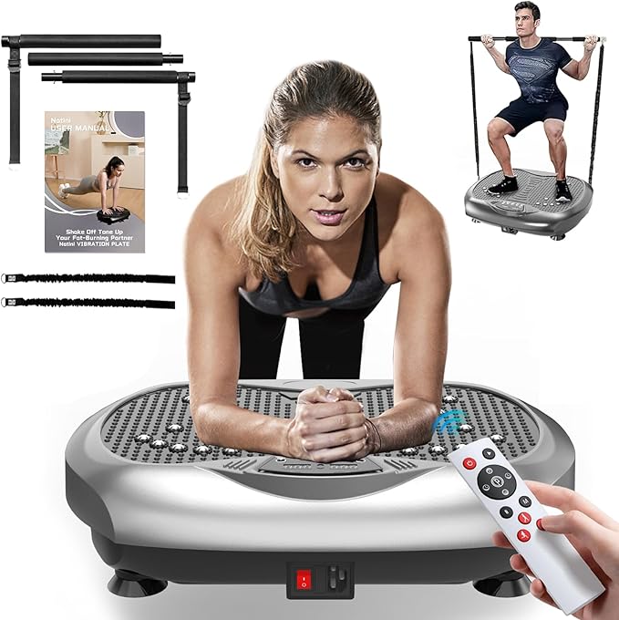 Vibration Plate Exercise Machine - Whole Body Workout Vibration Platform Lymphatic Drainage Machine for Weight Loss Home Fitness with Resistance Bands Remote-Ruum Studio Home