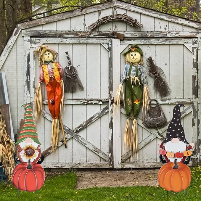 hogardeck Fall Decorations for Home Outdoor, 2 Pcs Metal Gnome Decorative Garden Stakes with Pumpkins for Fall Decor, Yard Signs for Garden Home Lawn Patio Thanksgiving Decorations-Ruum Studio Home