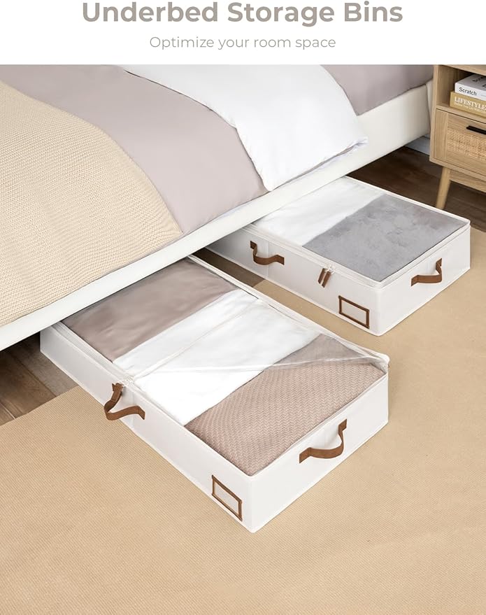 StorageWorks Large Under Bed Storage Containers with Handles and Label Holder, 2 Pack Ultra-thick Fabric Underbed Bins, Closet Organizer for Clothes, Blankets, Sweater-Ruum Studio Home