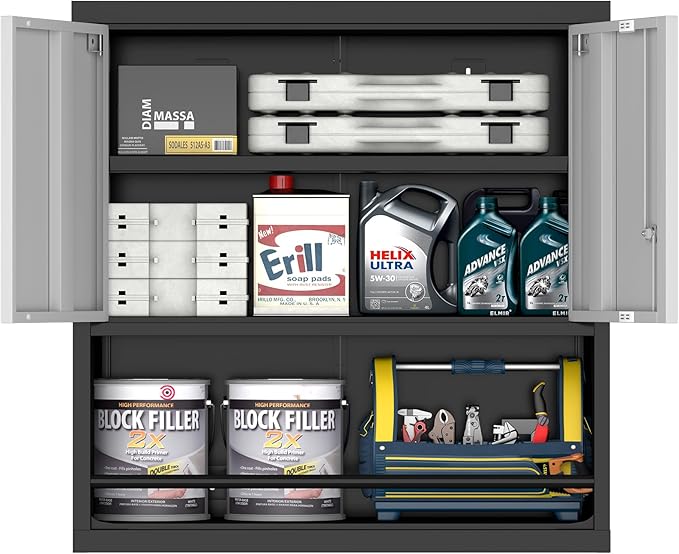 Garage Cabinets,Metal Storage Cabinet with Locking Door,Lockable Wall Mount Cabinet for Storage,Hanging Cabinets for Garage,Kitchen,Office-Ruum Studio Home