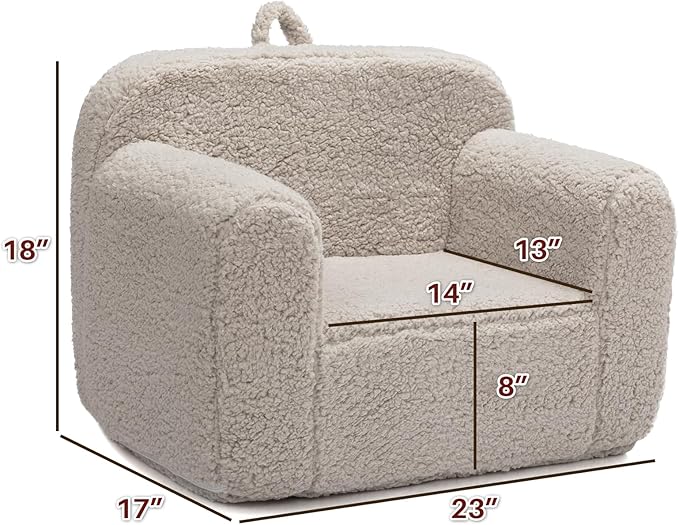 ALIMORDEN Kids Ultra-Soft Snuggle Foam Filled Chair, Toddler Cuddly Sherpa Reading Couch for Boys and Girls, Light Grey-Ruum Studio Home