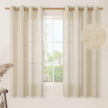 LAMIT Light Filtering 63 inch Length Sheer Curtains, Soft Semi Sheer Linen Textured Bronze Grommet Neutral Boho Drapes for Living Room/Bedroom, 2 Panels Set, 52 x 63 Inch, Linen-Ruum Studio Home