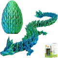 POIVOCF3D Printed 12” Articulated Crystal Dragon Inside 5.1” Egg – Fantasy Collectible, Fidget Toy & Stocking Easter Basket Stuffers for Home & Office Decor (Laser Blue)-Ruum Studio Home