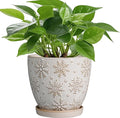 6.9 Inch Plant Pot with Drainage Hole and Saucer Ceramic Planter for Indoor Plant Flower Pot for Orchid Succulents Plants White-Ruum Studio Home