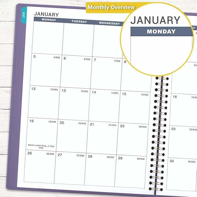 Appointment Book/Planner 2026 - Weekly Appointment Book 2026, January 2026 - December 2026, 8.26"x 11.4", Daily/Hourly Planner with Tabs, 15 Minutes, Wirebound - Purple-Ruum Studio Home
