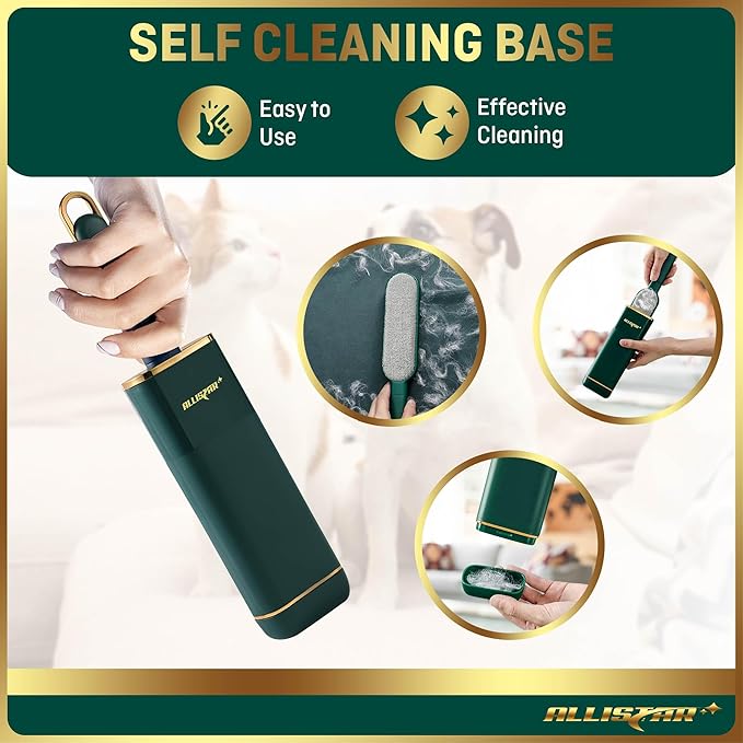Pet Hair Remover, Lint Remover, Lint Brush for Clothes, Furniture, Carpets, Car Seats. Cat Hair Remover. Dog Hair Remover Laundry. Double-Sided. Reusable. Self-Cleaning Base. ALLISTAR (Forest Green)-Ruum Studio Home