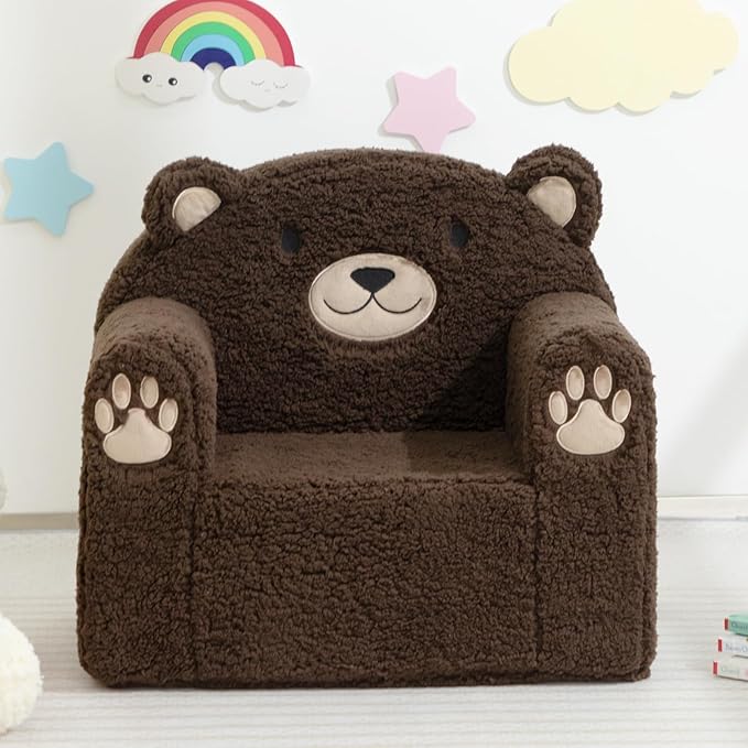 ALIMORDEN Animal Series Kid's Chair, Ultra-Soft Comfy Foam Filled Toddler Sofa Chair, Cute Animal-Shaped Design Toddler Couch, Lightweight Birthday for Baby Boys & Girls (Chocolate Bear)-Ruum Studio Home