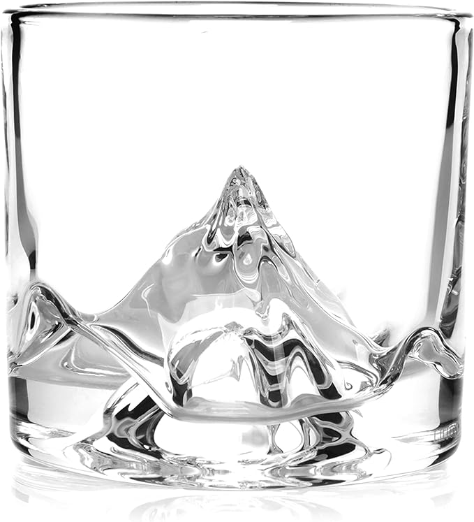 K2 Nepalese Heavy Crystal Whiskey Glasses Gift Set of 2, Thick Freezable Bourbon Glass 1lb Each, Premium Whiskey Gifts for Men, Frozen Crystal Chills Cocktails, 10 oz-Ruum Studio Home