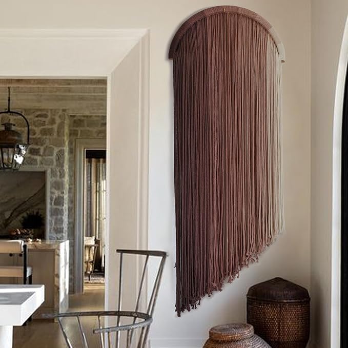 Macrame Boho Wall Decor - Pink Yarn Wall Hanging, 20" Circle Hoop-Ruum Studio Home