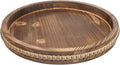 Round Burnt Wood Serving Tray with Beads, Wooden Decorative Tray for Entertaining, Decoration, and Gifting,-Ruum Studio Home
