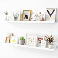 Picture Ledge Shelf, Wood Floating Shelves Set of 2, 36 inch Picture Ledge Shelves, Photo Ledge Nursery Book Shelves Wall Mounted for Living Room Kids' Room Bedroom, Color White-Ruum Studio Home
