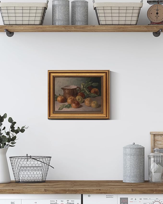 HUARCEY Gold Framed Vintage Wall Art for Living Room Harvest Apples Still Life Oil Painting Artwork Shelf Decor Abstract Picture Canvas Print Farmhouse Fruit Wall Decor Bedroom Kitchen Bathroom 8"x10"-Ruum Studio Home