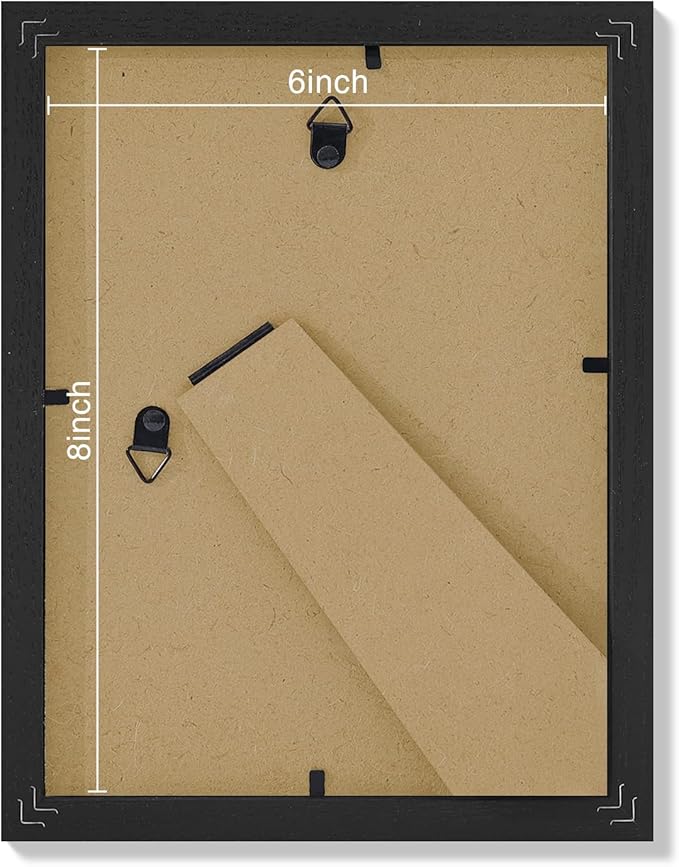 Vittanly 6x8 Picture Frames Set of 9, Shatter Resistant Plexiglass, Display 4x6 Pictures with Mat or 6x8 without Mat, Photo Frames for Wall or Tabletop, Engineered Wood, Black-Ruum Studio Home