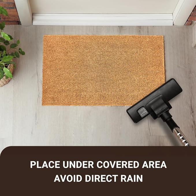 KANKUN Coco Coir Door Mat with Heavy Duty Backing, Welcome Doormat (17" x 30"), Doormat Entrance (Plain - Natural)-Ruum Studio Home