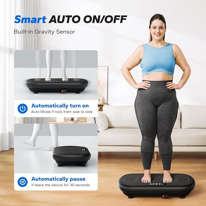 MERACH Vibration Plate Exercise Machine, Vibration Plate 440 Lbs Capacity, Bluetooth and Silicone Pedal, Stimulate Deep Fat, Vibration Plate for Lymphatic Drainage, Vibrating for Weight Loss-Ruum Studio Home
