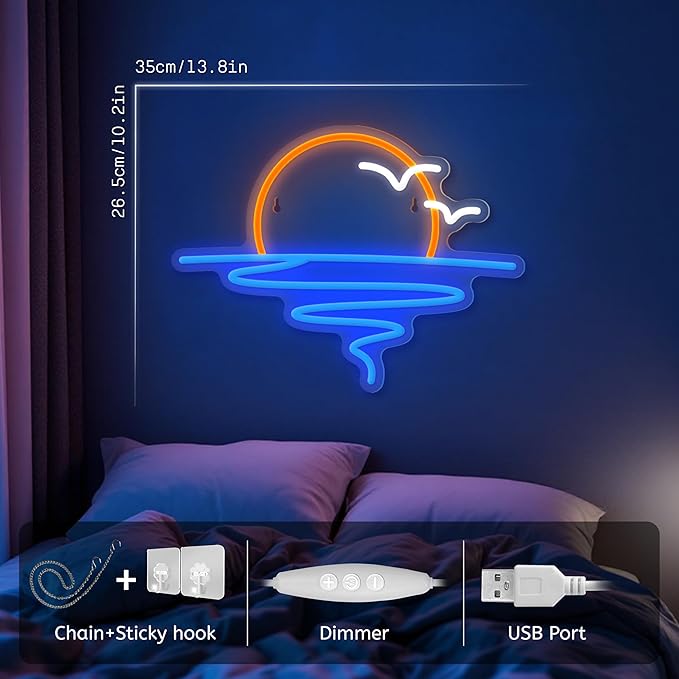 Sunset Sunrise Neon Sign for Wall Decor Dimmable LED Neon Light Sign for Beach Bedroom Living Room Wedding Bar Party Home Room Decor-Ruum Studio Home