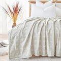 jinchan Boho 100% Cotton Blanket Muslin Twin Size 60x80 Inches Lightweight 3-Layer Geometric Cross Pattern Reversible Quilt Throw Soft Breathable Comfy All Seasons for Couch Bed Decor, Light Grey-Ruum Studio Home