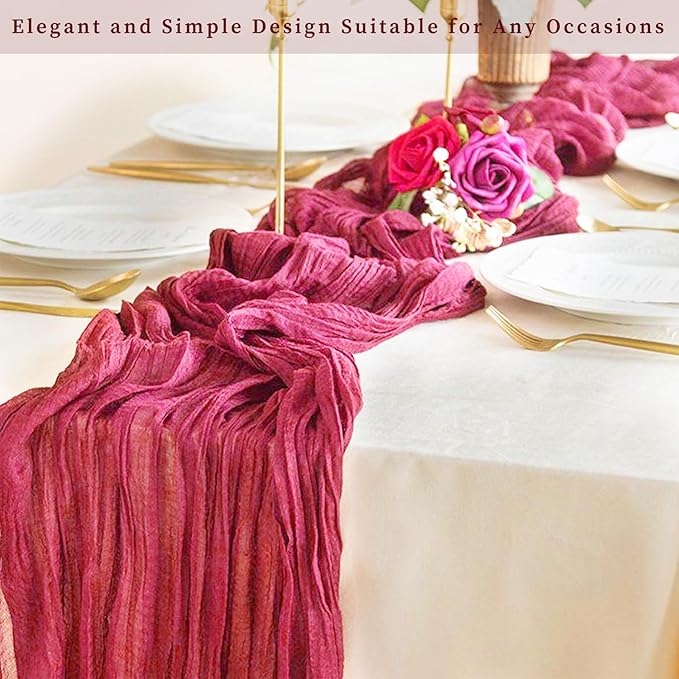 Hot Pink 6 Pack Cheesecloth Table Runner 10FT Boho Fabric Rustic Cheese Cloth Table Runner for Wedding 20 x 120 Inch Long Bridal Shower Baby Shower Gauze Sheer Birthday Party Table Decorations-Ruum Studio Home