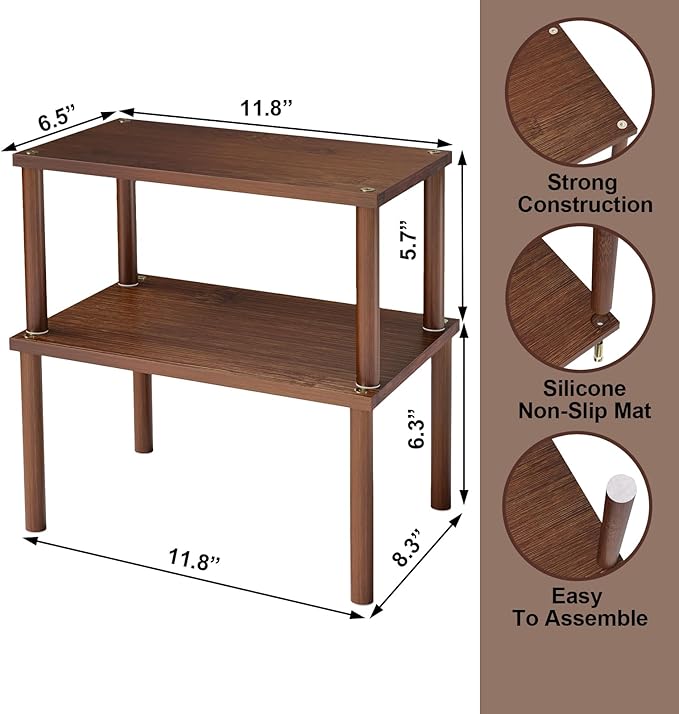 Cabinet Organizer Shelf(Set of 2),Kitchen Counter Shelves,Bamboo Spice Rack Countertop and Cabinet,Stackable Expandable,Medium(Brown)-Ruum Studio Home