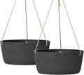 La Jolie Maison Large Hanging Planters - 12 Inch Outdoor Flower Pots, Hanging Garden Planters Set of 2, Black Charcoal-Ruum Studio Home