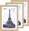 VCK 13x19 Oak Wood Frame for Poster & Picture, Natural Solid Wood Photo Frames 3 Pack, Wall Gallery Frame-Ruum Studio Home