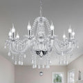 Modern Elegant 10 Lights K9 Crystal Glass Chandelier Silver Pendant Ceiling Lighting European Style for Dining Living Room Bedroom Transparent, 10 E12 Bulbs Required-Ruum Studio Home